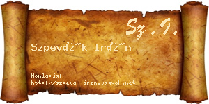 Szpevák Irén névjegykártya